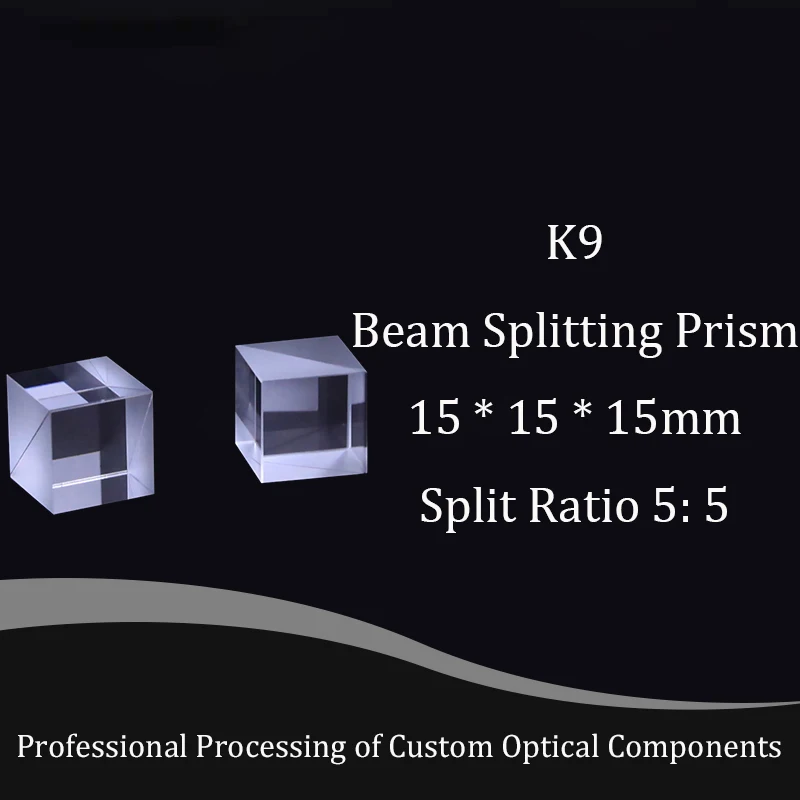 Optical Prisms 15 * 15 * 15mm Optical Glass Beam Splitting Prism Semi-reflective and Semi-transparent Cube Split Ratio 5: 5