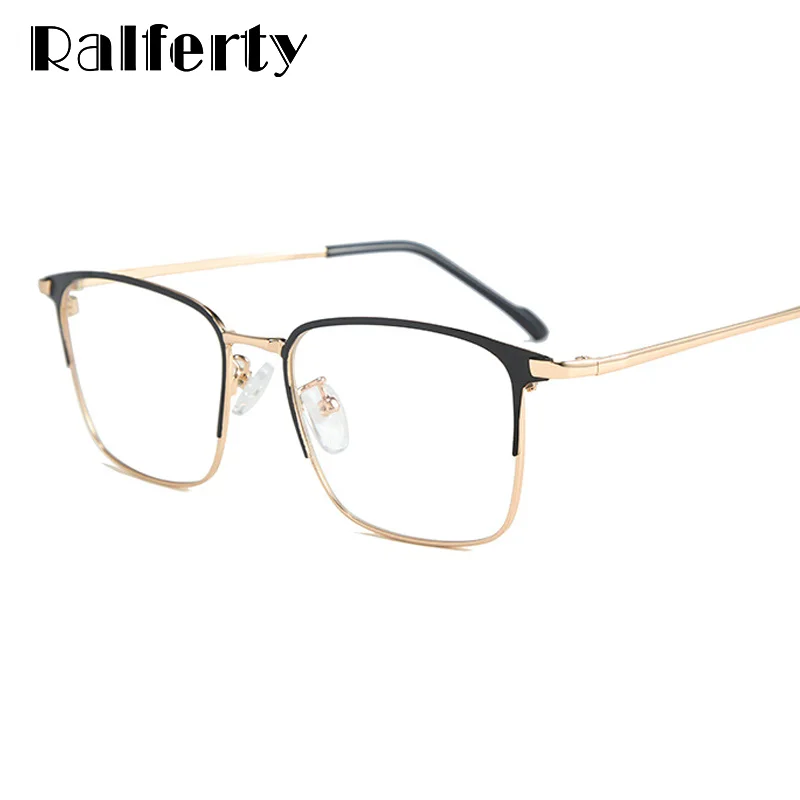 

Ralferty Square Glasses Eyeglasses Frame Men Metal Glasses For Myopia No Diopter Optical Lens Frames Man Spectacle Frames D16031