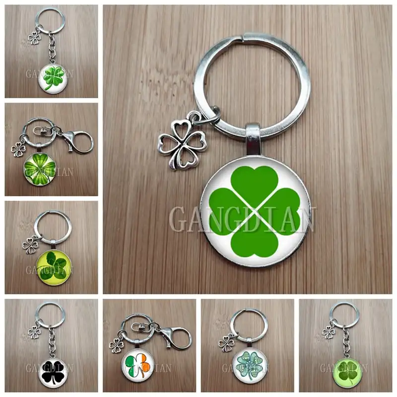 High Quality Green Leaf Key Chain Fashion Creative Beautiful Four Leaf Clover Charm Lucky Key Chain Diy Jewelry Key Chains Aliexpress
