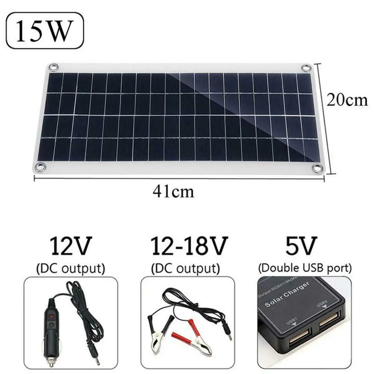 Двойная USB солнечная панель 25W18V портативная с контроллером автомобильное зарядное устройство USB питание Высокая Конвертация интеллектуальное устройство Зарядка - Цвет: 15W