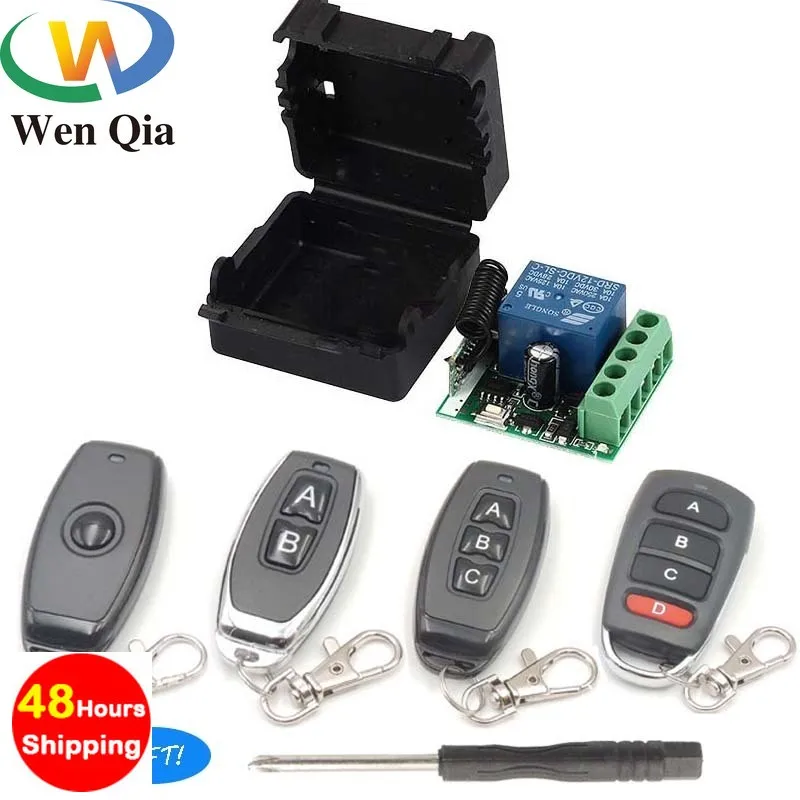 Wireless RF 433Mhz Universal DC 12V 1 CH Receiver Remote Control switch Transmitter GarageDoor Lamp Bulb LED AccessControlSystem