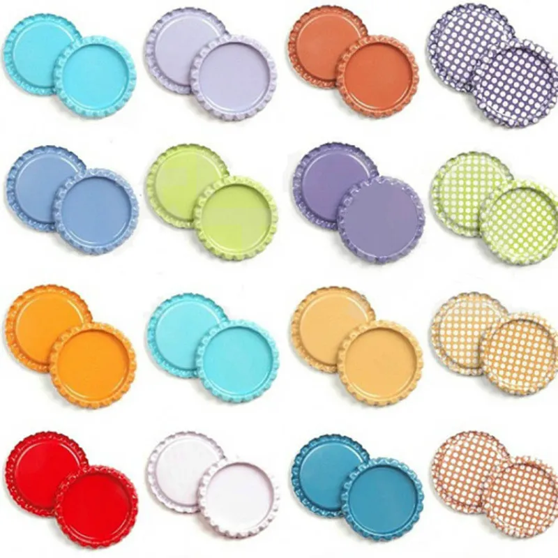 

100pcs/lot 1 Inch 25mm Round Flattened Bottle Caps In Double-side Colored for Hairbow Crafts Necklace Jewelry Pendants
