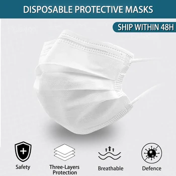 

100PCS-10PCS Mask Disposable Non-wove 3 Layer Mouth Masks For Face Mask filter Safe Breathable Dustproof Protective masks Masque