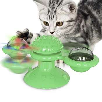 

Pet products cat toys Windmill Turntable Cat Toy with Catnip and Glow Ball