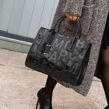 

2020 New Trend Genuine Leather Bags for Women Simple Letter Fashion Saffiano Bags One-shoulder Portable Large Capacity Hand Bags