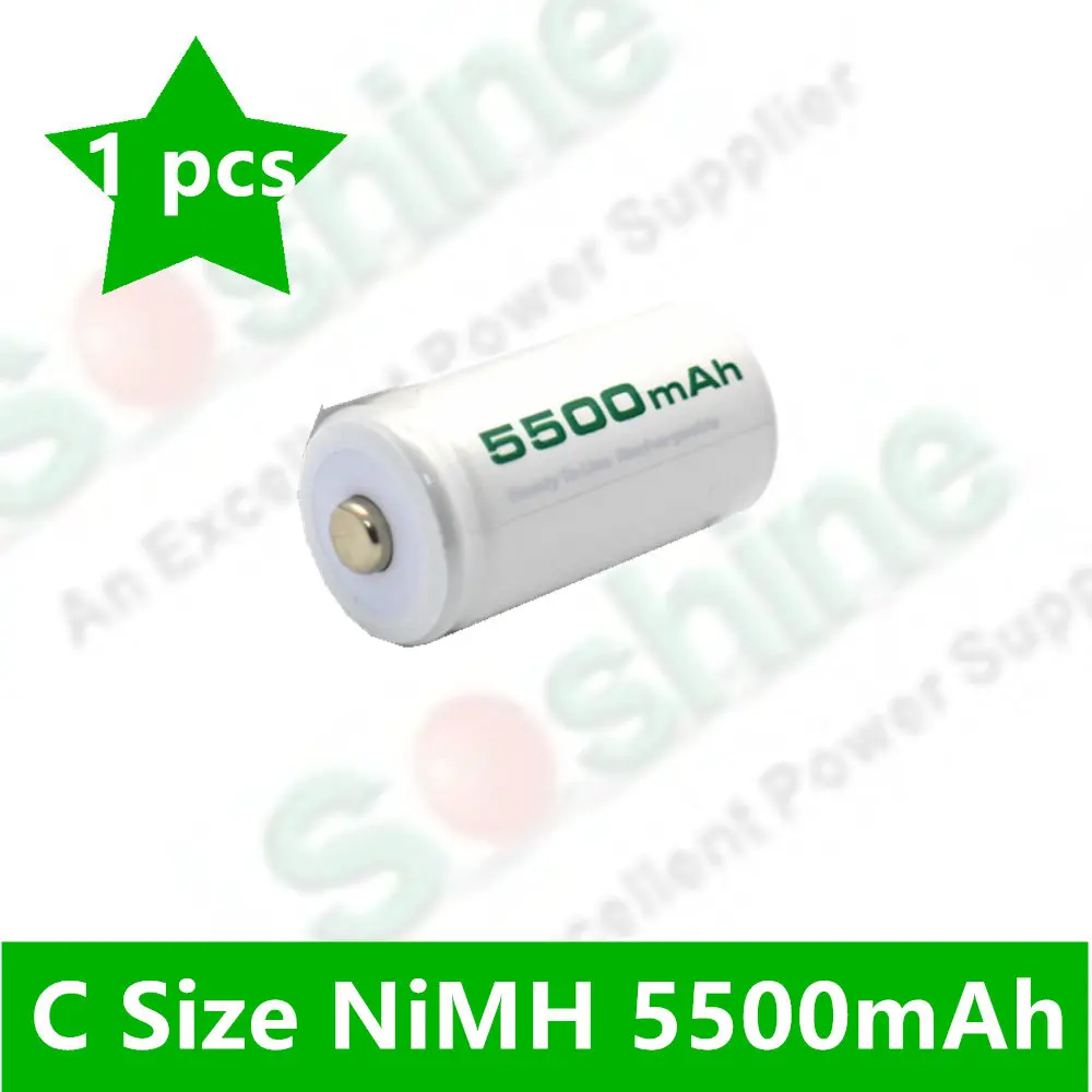 1 шт. Soshine C размер аккумуляторные батареи NiMH 5500 мАч NIMH аккумуляторная батарея |