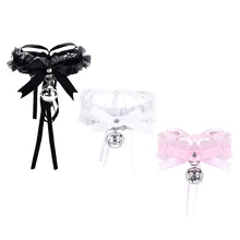 Lace Jingle Bell Choker Handcrafted Ribbon Bowknot Collar Necklace Lace Jingle Bell Choker Handcrafted Ribbon Bowknot Collar Necklace