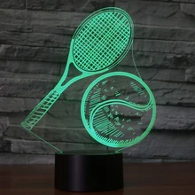 С изображением теннисного узор 3D сенсорный Ночной светильник, зарядка через USB, 7-Цвет автоматическое изменение настольная лампа Магазин Бар Спальня подарок декор светильник s