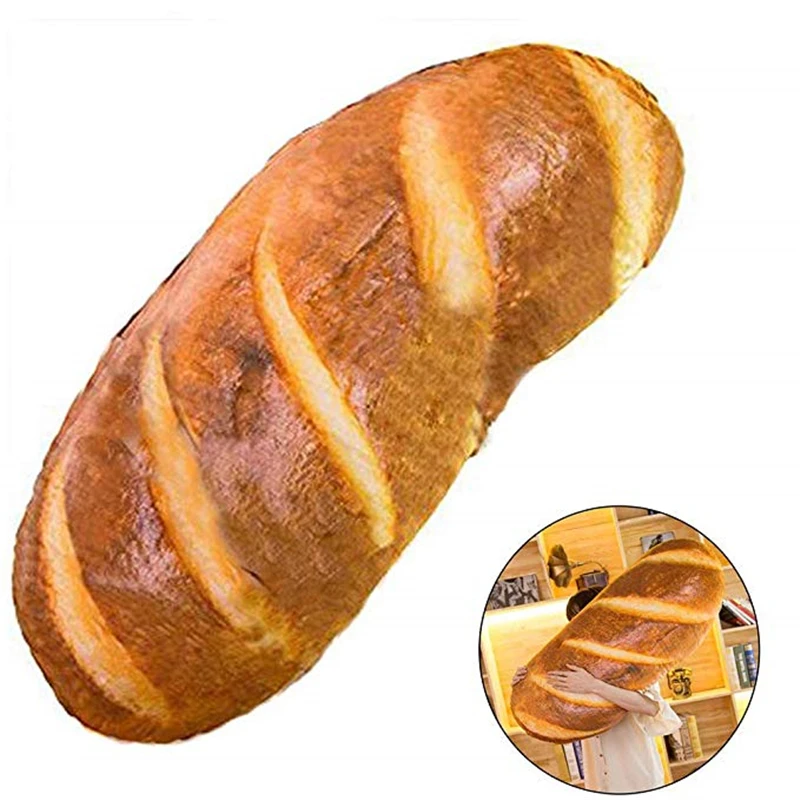 Funny 3D Simulation Snack Bread Shape Pillow Soft Lumbar Cushion Plush Stuffed Toy Oblong Pillow Unique Gift For Friends