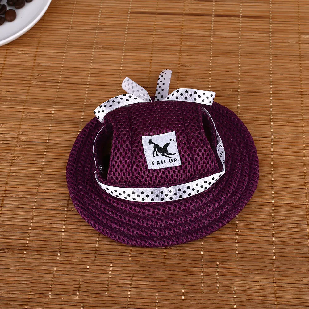 Purple Модная синяя дышащая шляпа для животных Товары для домашних животных черная полоса красная собака сетка защита от солнца кошка собака - Цвет: Purple