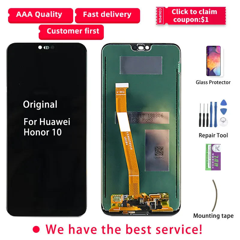 Оригинальный Для huawei Honor 10 ЖК-дисплей COL-L29 COL-AL10 отпечатков пальцев сенсорный