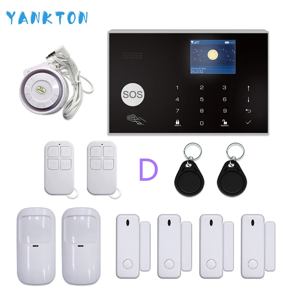 YK-002-GSM-G30-D Специальная wifi GSM Tuya домашняя охранная сигнализация 433 МГц Частота Беспроводная сигнализация комплект приложение дистанционное управление - Цвет: YK-002-GSM-G30-D