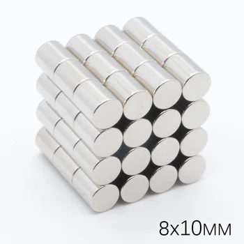 

50pcs 8x10mm Super Strong powerful magnetic Rare Earth Neodymium Magnets N35 NdFeB 8*10mm Round Permanent Craft Fridge Magnet