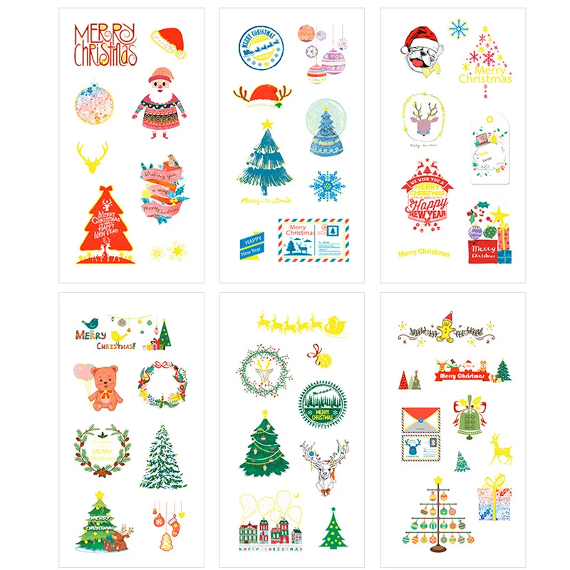 Christmas Eve legend 6 шт./лот, милые золоченые, веселые, рождественские, серии, дневник, планировщик, декоративные наклейки для мобильного телефона, скрапбукинг, сделай сам, наклейки - Цвет: Christmas Eve legend