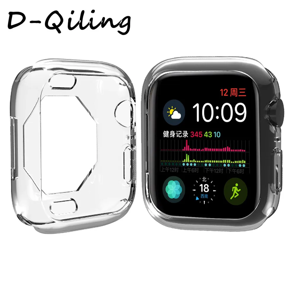 Чехол для часов Apple Watch Case5, 4, 3, 2, 1, 40 мм, 44 мм, прозрачный чехол из ТПУ, защитная пленка для экрана iWatch