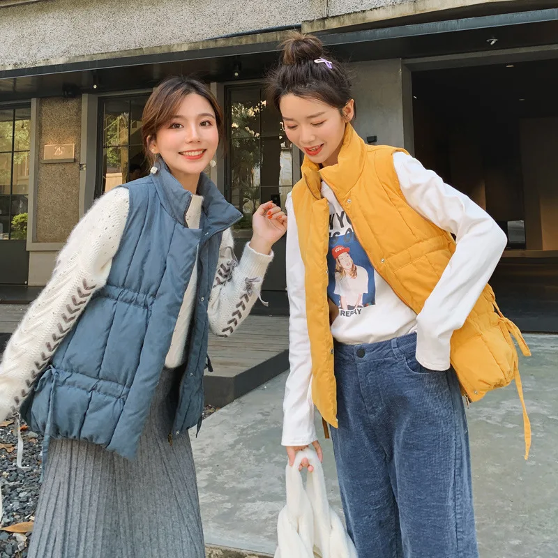 

2019 Autumn And Winter New Style down Feather Cotton Vest Women's Korean-style Loose-Fit Short Waistcoat Sleeveless Vest Cotton