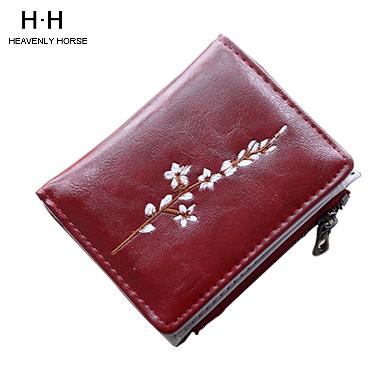

Women Small Wallet Female Short Student Retro Harajuku Korean Style Fresh Folding Cute Red Mini Thin Purse