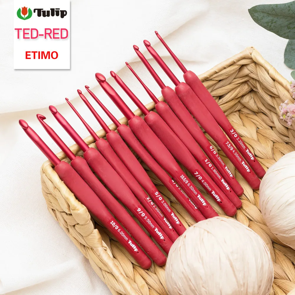 1PCS Japan Brand Tulip ETIMO Red Crochet Hook Resin Aluminum Knitting Needles Original Authentic Imported from 1.8-6.5mm | Дом и сад
