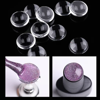 

10Pcs 14mm Color Label Stickers for Gel Nail Polish Round Transparent Adhesive Button Color Display Nail Art Tools for UV Gel