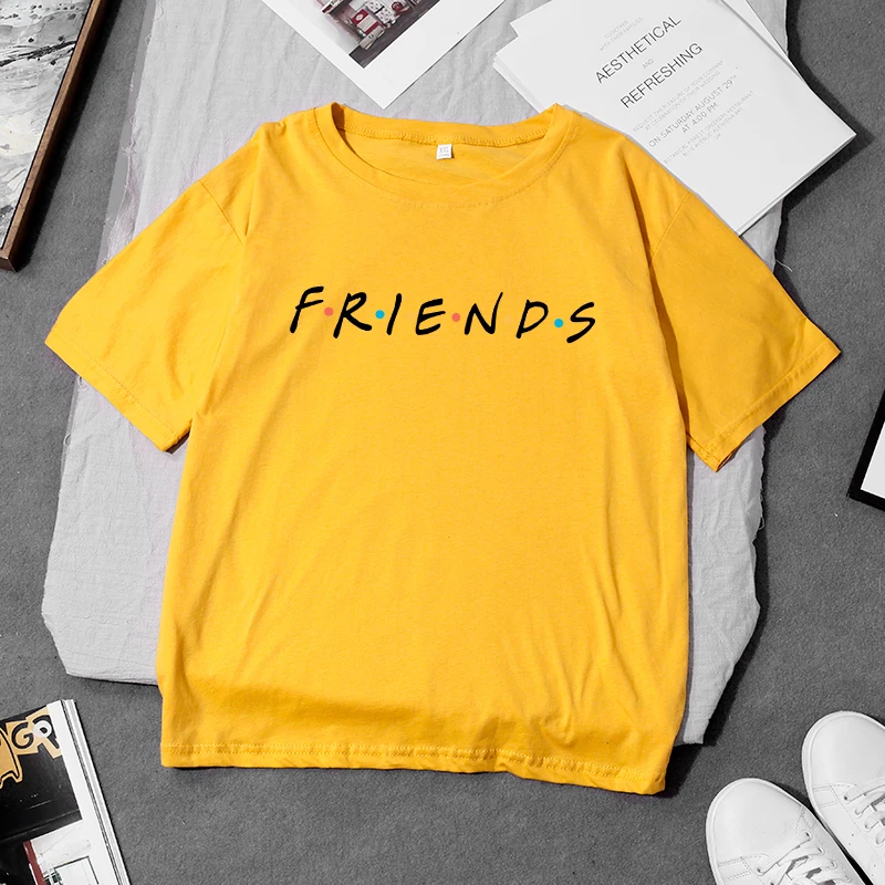 Летняя и осенняя женская футболка с длинными рукавами надписью FRIENDS повседневная