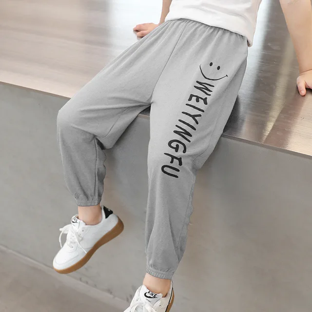 Girls Casual Pants Fashion Letter Print Elastic Waist Pencil Trousers Kids Thin Daily Pants Clothes Children's Clothing 3-14year 1