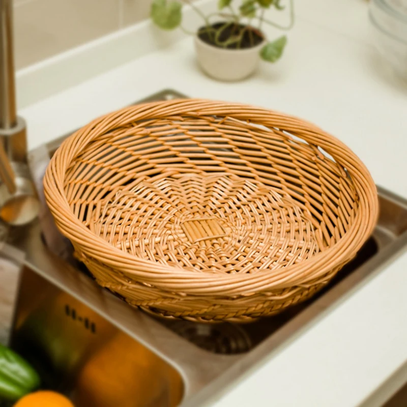 Плетеная ручная бамбуковая плетеная многофункциональная хранилище корзина для фруктов тарелка для хранения овощей водонепроницаемые, влажность органические