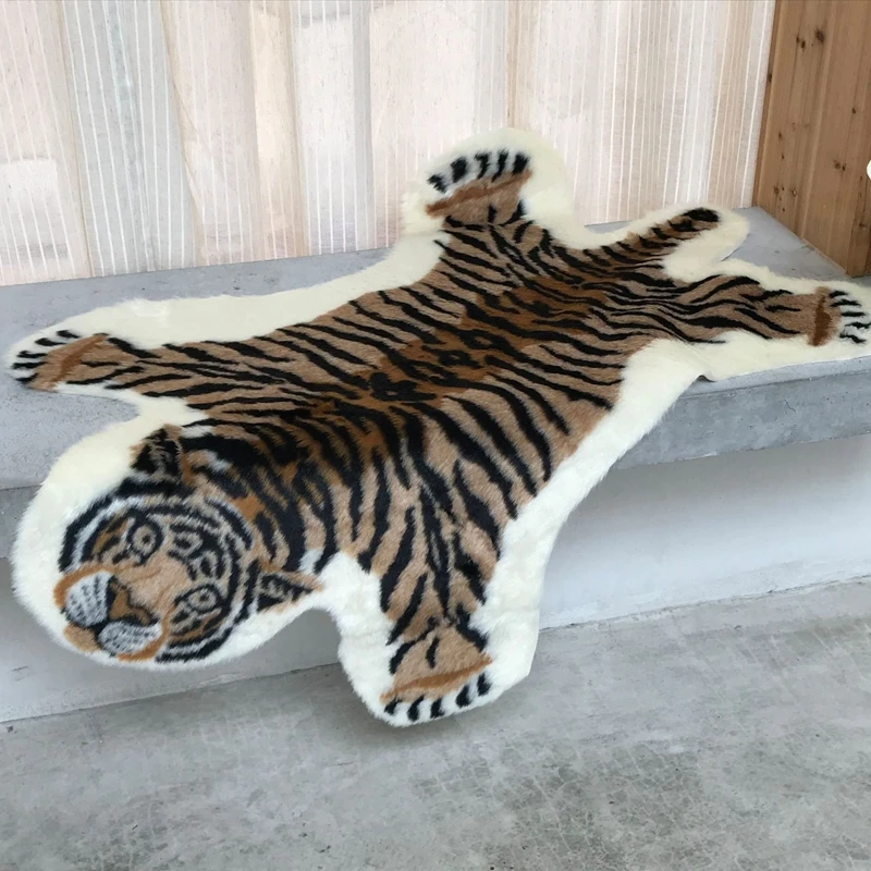 

Soft Long Wool Kids Carpet Imitation Tiger Skin Pattern Area Rugs Bedroom Sofa Decor Non-Slip Floor Mat Tatami Bay Window Carpet