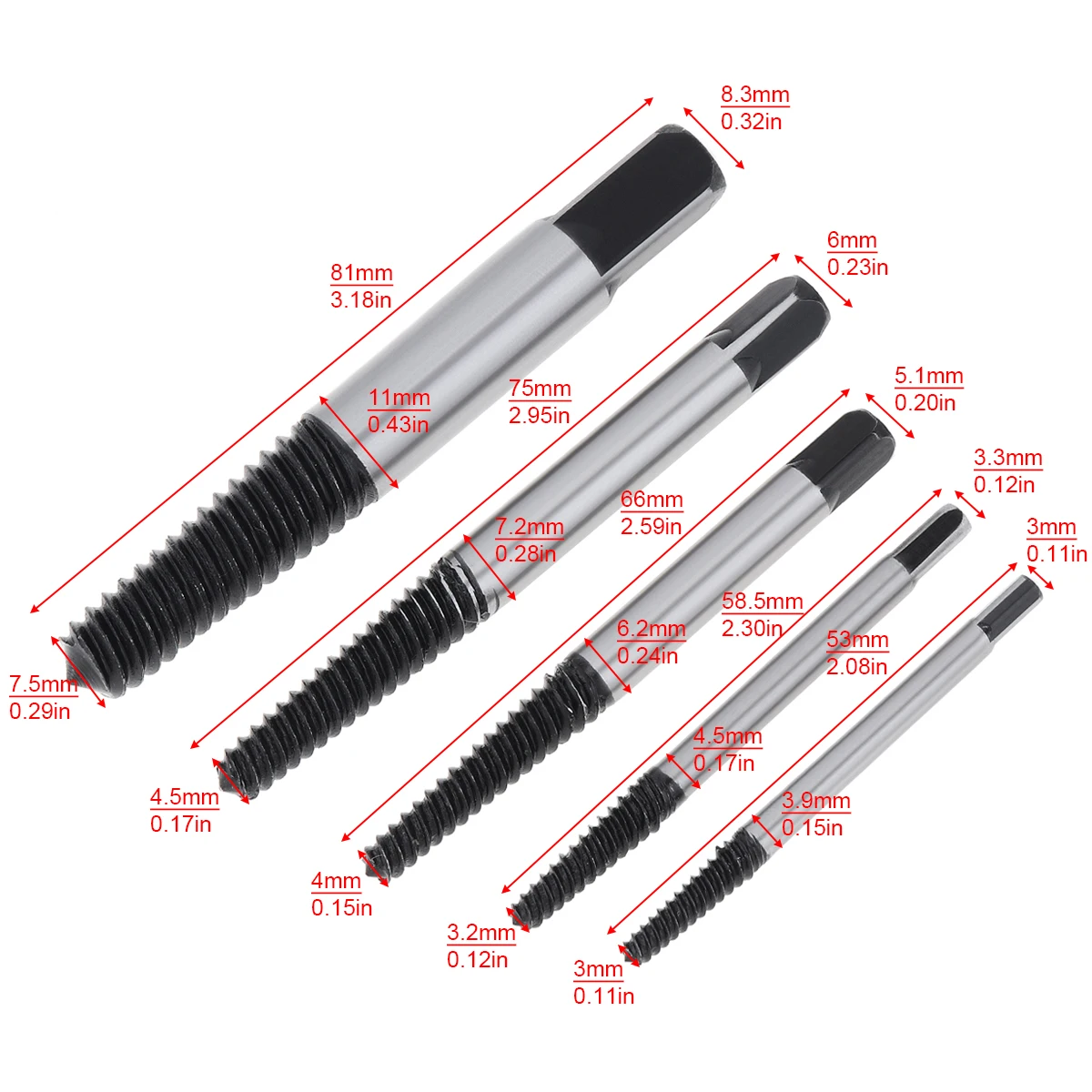 5pcs Screw Extractors Broken Damaged Screw Center Drill Bit Guide Set Broken Bolt Remover Removal Speed Easy Set 19mm ratchet wrench