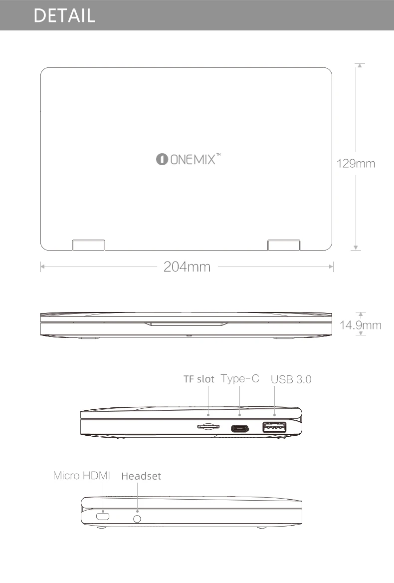 OneMix 3S Platinum 8," 2560*1600 карман ноутбук с процессором Intel Core i7 8500Y 16G 512G Клавиатура с подсветкой 2-в-1 планшетный ПК Win10, Bluetooth, выход HDMI