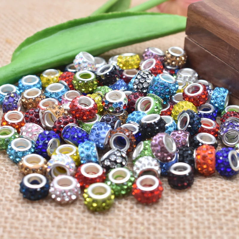 Crystal Beads 20PCS Big Hole Round Rhinestone Glass Beads for DIY Jewelry