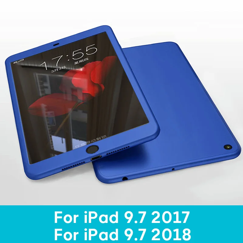 Силиконовые 360 Полное покрытие чехол для ipad air 2 1 3 Чехол ipad 10,2 для ipad mini, 4, 5, ipad 9,7 Чехол для ipad Pro 10,5 со стеклом - Цвет: 9.7 2017 2018 NV