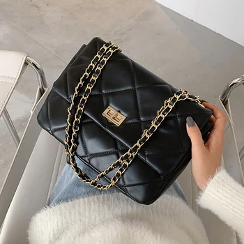 

Small Chain PU Leather Crossbody Bags for Women 2020 Branded Trending Quilted Designer Handbags Trend Luxury Lock Hand Bag