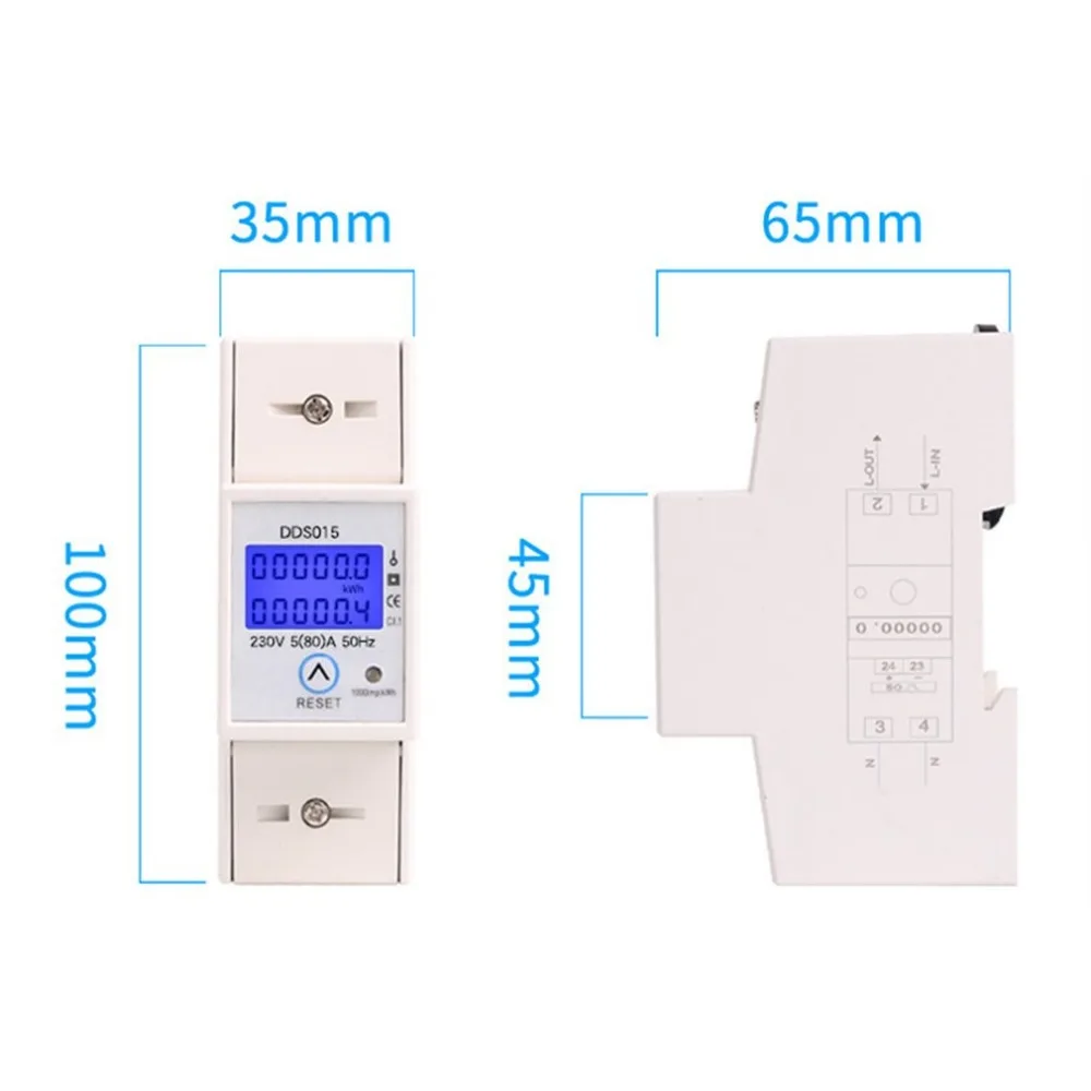 SINOTIMER DDS015 230 V din-рейка однофазный ваттметр энергопотребление ватт электронный измеритель энергии AC с функцией сброса