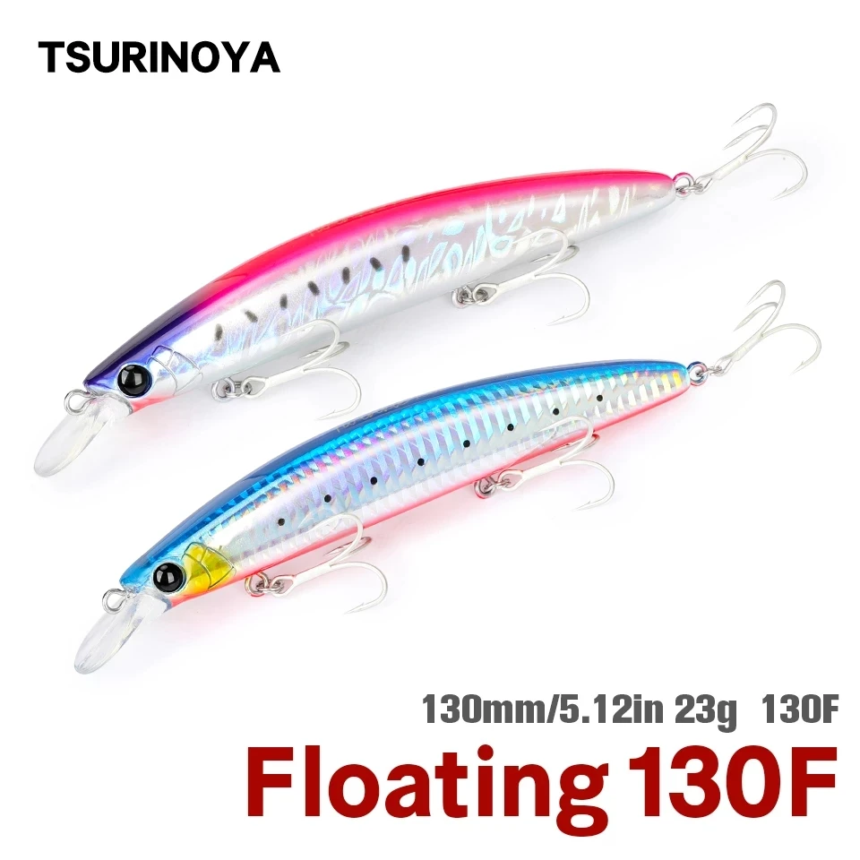 

TSURINOYA TWINKLE DW111 130F Ultra Long Casting Floating Minnow Hard Bait 130mm 23g Flounder Sea Bass Saltwater Sea Fishing Lure