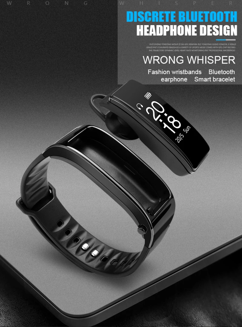 Bluetooth THY3 гарнитура Handsfree Talk умный Браслет пульсометр спортивные Смарт-часы Шагомер фитнес-трекер Браслет