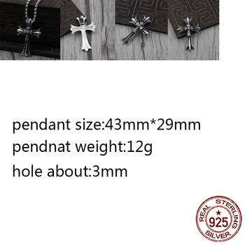 

B75 S925 sterling silver pendant retro personality double cross flower shape wild pendant punk hip-hop style gift for friends