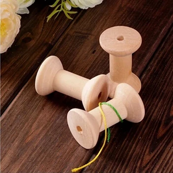 

5pcs/Set 7cm Natural color Wooden Bobine Classic style DIY tool wood roll Spool 15006005