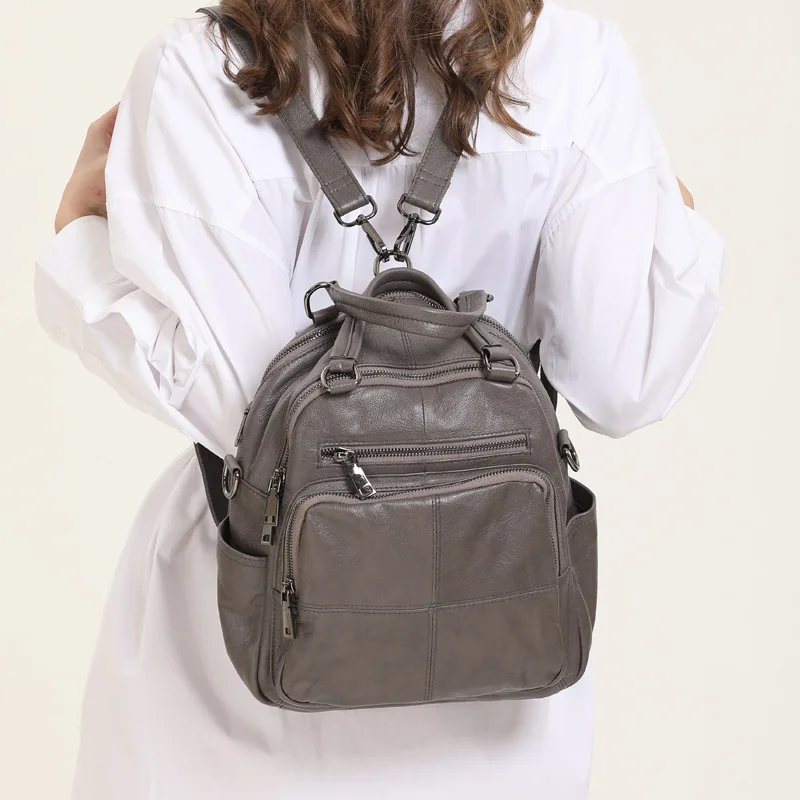 

2019 New Style Casual Genuine Leather Multi-functional Backpack Shoulder Bag Lady Hot Selling Cowhide