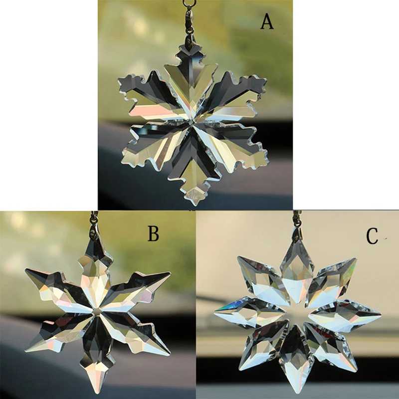 Автомобильный шкентель стиля Прозрачный кристалл зеркало заднего вида украшение Снежинка висячая отделка рождественские подарки авто аксессуары
