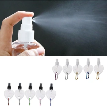 

5Pcs 50ml Portable Heart Spray Bottle Mister Bottle Holder Keychain Carriers 094E
