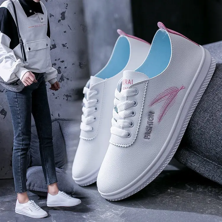 

2020 Spring New Style Shoes Fashion Shoes Casual Versatile Korean-style Flat Lace-up Students Athletic Shoes White Shoes Women's