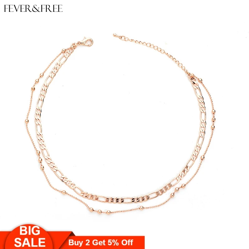 Fever& Free Collier Femme женское колье цепочка ожерелье розовое золото 3 цвета сплав круглый воротник ожерелье подвеска collares de moda