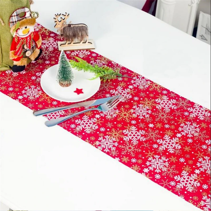 

Christmas Dining Table Runner Cloth Flag Xmas Party Venue Banquet Home Decor Tablecloth Household Printed Tablecloth Xmas Decor