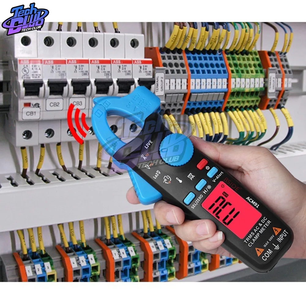 ACM91 Digital Clamp Meter Multimeter AC/DC Current 100A 1mA RMS Auto Range Live Check NCV Temp Frequency Capacitor Tester
