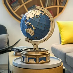 Globo de madeira 3d tridimensional puzzle brinquedo sala de estar criativo artesanal diy puzzle ornamentos