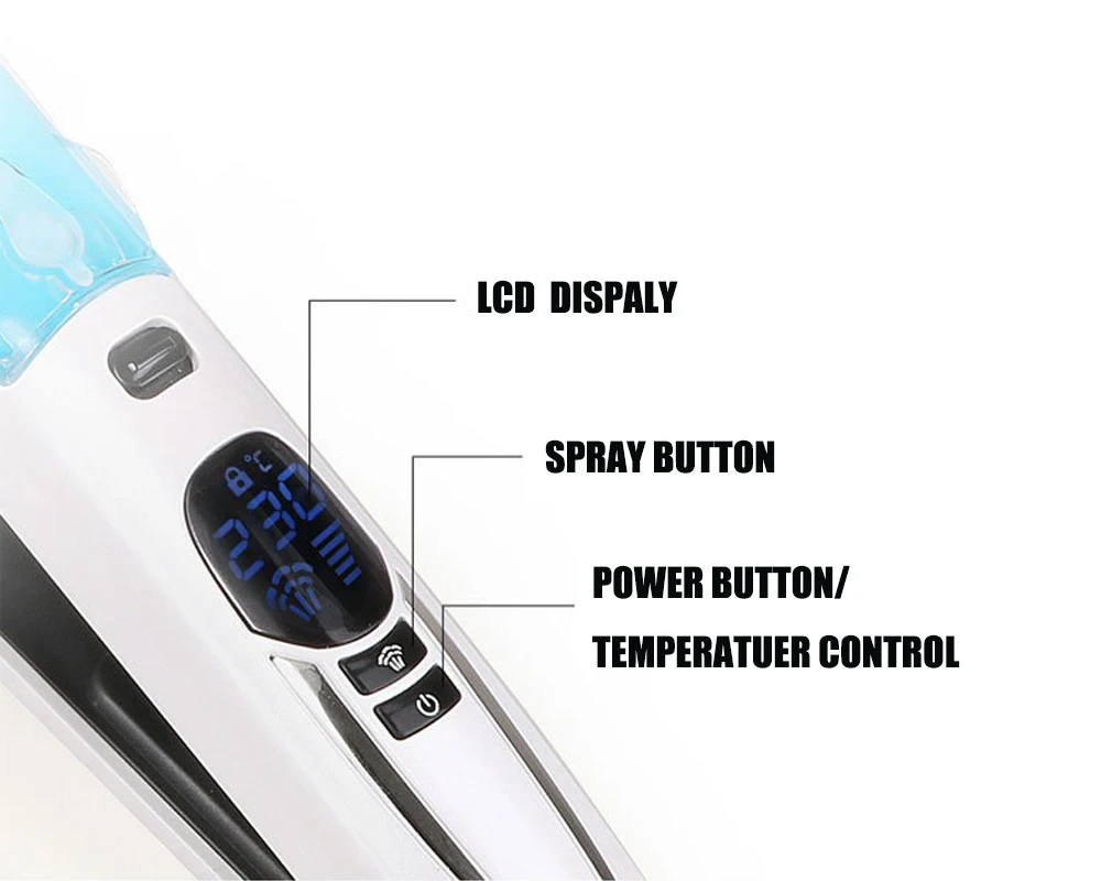 Alisador de Vapor Cuidados com o Cabelo 2 em 1 Profissional Cerâmica Turmalina Vapor Flat Iron Display Led Alisamento Curling Ferro Ferramenta 2 flat iron display led 2 em 1