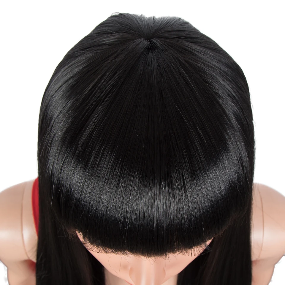 FASHION IDOL Synthetic Wig With Bangs 36 Inch Long Straight Wig Cosplay Ombre Blond Wigs For Black Women Heat Resistant Fiber