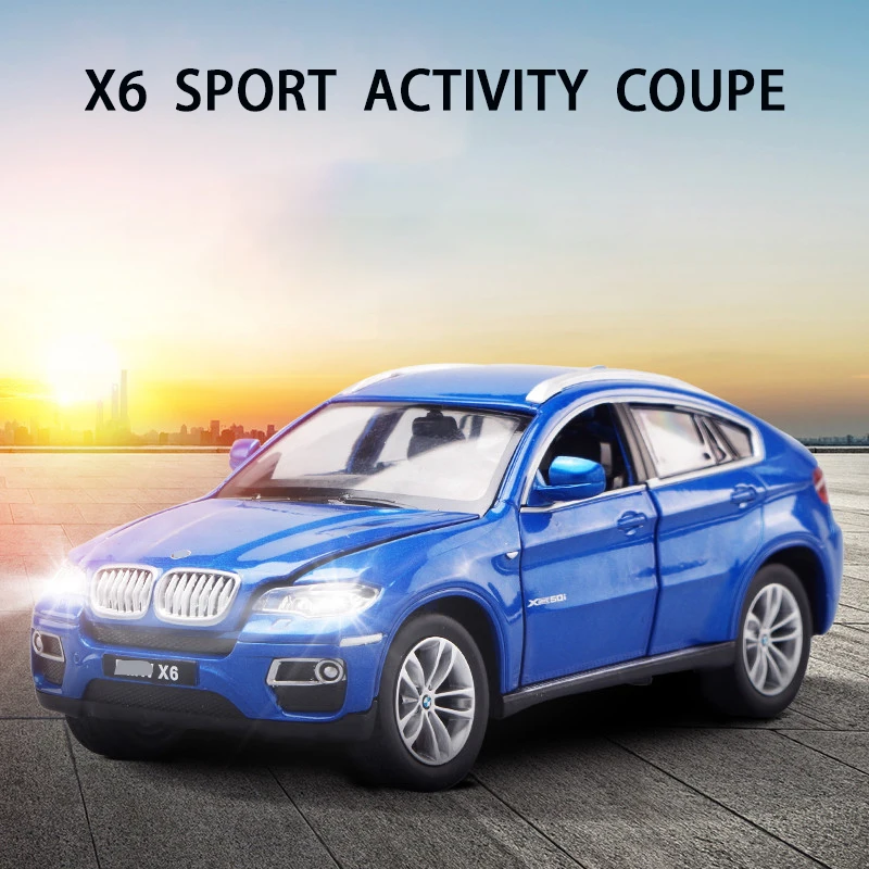 Модель автомобиля в масштабе 1:24 BMW X6 Coupe SUV из сплава модель игрушечного со звуком