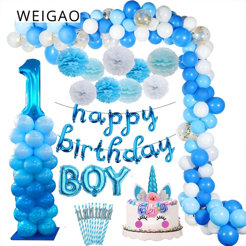 Inferir Lograr excepción WEIGAO Conjunto de cumpleaños para niño de 1 año, decoraciones para primer  cumpleaños, Baby Shower, niño, fiesta de globos azules, decoraciones para  fiesta de cumpleaños para niños|Decoraciones DIY de fiestas| - AliExpress