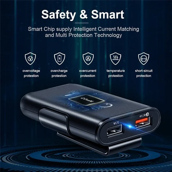Универсальное автомобильное зарядное устройство с 4 портами USB, переднее сиденье, заднее сиденье QC3.0, быстрая зарядка, USB адаптер для автомобильного зарядного устройства, USB быстрое зарядное устройство